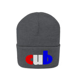 embroidered cub Knit Beanie red white and blue