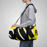 PUP custom Duffle Bag over sized black and white on yellow graphic