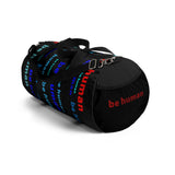 "be human" Duffle / gym Bag (blues with red all over graphic)