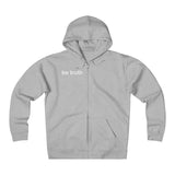 be truth (front)  stay curious, be wonderful (back) Unisex Heavyweight Fleece Zip Hoodie (white print)