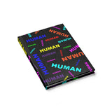 "be human" human Journal - Blank (bright rainbow and black all over print)