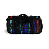 "be human" Duffle / gym Bag (blues with red all over graphic)