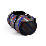 Pup puppy pupper woof custom Duffle Bag red white blue and grey