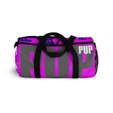 custom all over multi color pup and puppy on bright magenta Duffle Bag