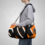 PUP custom Duffle Bag over sized black and white on orange graphic