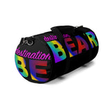 "destination bear" Duffle Bag (radial rainbow graphic)