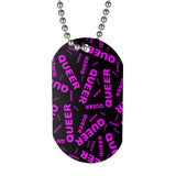 "be queer" queer Dog Tag (black and pink all over print)