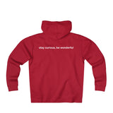 be truth (front)  stay curious, be wonderful (back) Unisex Heavyweight Fleece Zip Hoodie (white print)