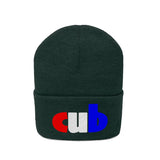 embroidered cub Knit Beanie red white and blue