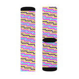 human just like you cmyk on pink Sublimation Socks