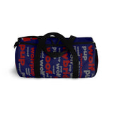 custom wolf pup hybrid woof Duffle Bag crimson dark grey dark navy