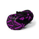 be queer, queer Duffle Bag (pink and black all over print)