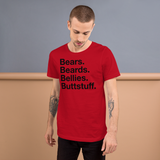 Bears. Beards. Bellies. Buttstuff. all gender T-Shirt up to 4XL