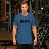 "destination bear" Short-Sleeve Unisex T-Shirt (black and grey graphic)
