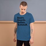 Bears. Beards. Bellies. Buttstuff. all gender T-Shirt up to 4XL