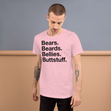 Bears. Beards. Bellies. Buttstuff. all gender T-Shirt up to 4XL