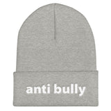 anti bully Cuffed Beanie (white embroidery)