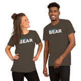 "destination bear" Short-Sleeve Unisex T-Shirt (light blue and white graphic)