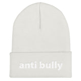 anti bully Cuffed Beanie (white embroidery)