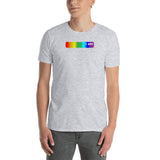 "i am" I am Short-Sleeve Unisex T-Shirt (rainbow and white graphic) promo line