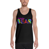 "destination bear" Unisex Tank Top (rainbow graphic)