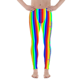 stay curious, be wonderful. rainbow candy stripe Men's Leggings / yoga pants