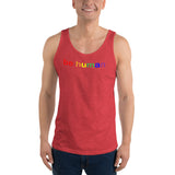 "be human" Unisex  Tank Top (rainbow graphic)