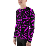 be queer, queer Men's Rash Guard (pink and black all over print)