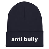 anti bully Cuffed Beanie (white embroidery)