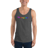 "be empathy" Unisex  Tank Top (black and rainbow graphic)