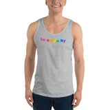 "be empathy" Unisex  Tank Top (black and rainbow graphic)