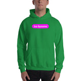 "be femme" Hooded Sweatshirt (pink and white graphic)