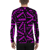 be queer, queer Men's Rash Guard (pink and black all over print)