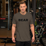 "destination bear" Short-Sleeve Unisex T-Shirt (black and grey graphic)
