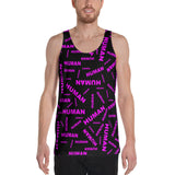 human Unisex Tank Top (pink and black all over graphic)