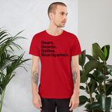 Bears. Beards. Bellies. Boardgames. all gender T-Shirt up to 4XL