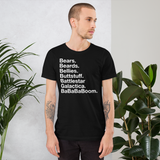 Bears. Beards. Bellies. Buttstuff. BSG. BaBaBaBoom. all gender T-Shirt up to 4XL