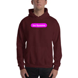 "be femme" Hooded Sweatshirt (pink and white graphic)