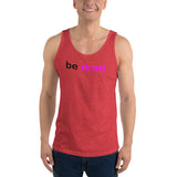 "be drag" Unisex  Tank Top (black and pink graphic)