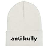 anti bully Cuffed Beanie (black embroidery)