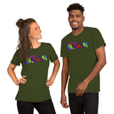 "destination bear" Short-Sleeve Unisex T-Shirt (rainbow graphic)