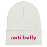 anti bully Cuffed Beanie (pink embroidery)