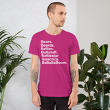 Bears. Beards. Bellies. Buttstuff. BSG. BaBaBaBoom. all gender T-Shirt up to 4XL