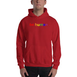 "be human" Hooded Sweatshirt (rainbow graphic)