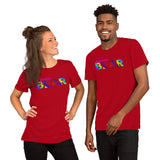 "destination bear" Short-Sleeve Unisex T-Shirt (rainbow graphic)