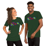 "destination bear" Short-Sleeve Unisex T-Shirt (rainbow graphic)