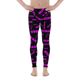 human Men's Leggings (black and pink all over graphic)