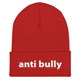 anti bully Cuffed Beanie (white embroidery)