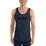 "destination bear" Unisex  Tank Top (black and grey graphic)