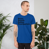 Bears. Beards. Bellies. Boardgames. all gender T-Shirt up to 4XL